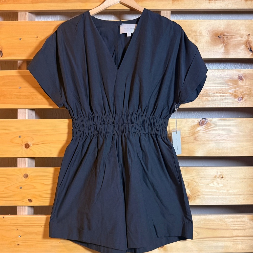 Brochu Walker Alessia Romper Shorts Womens S Black Quiet Luxury Designer Chic